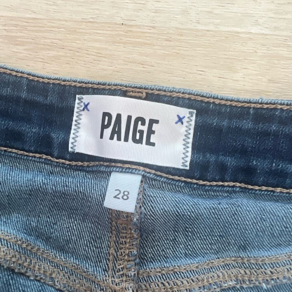 PAIGE Denim Jimmy Jimmy Shorts in Dera Distressed Wash Mid Rise Size 28 - Picture 6 of 6
